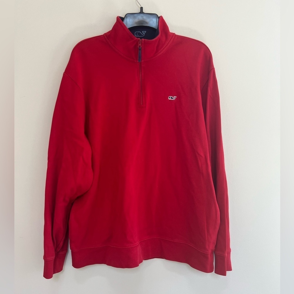 Vineyard Vines 1/4 Zip Long Sleeve Pima Cotton Pullover in Sailors Red, size L
